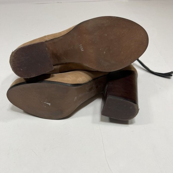 Jeffrey Campbell Rumble Tan Leather Zip Up Block Heel Ankle Boots Women's Sz 10M - Picture 11 of 12